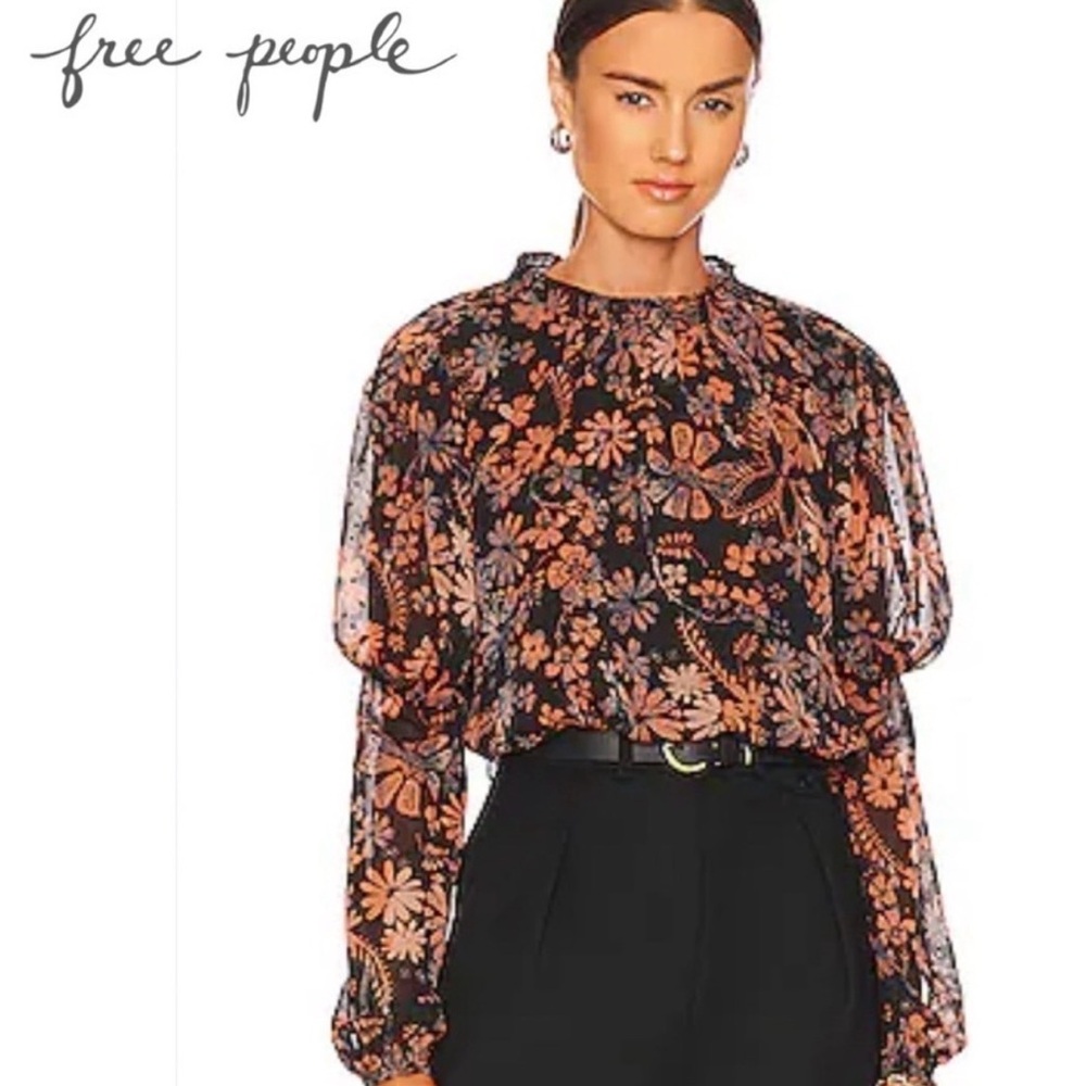 Free People Clarissa midnight combo Floral blouse